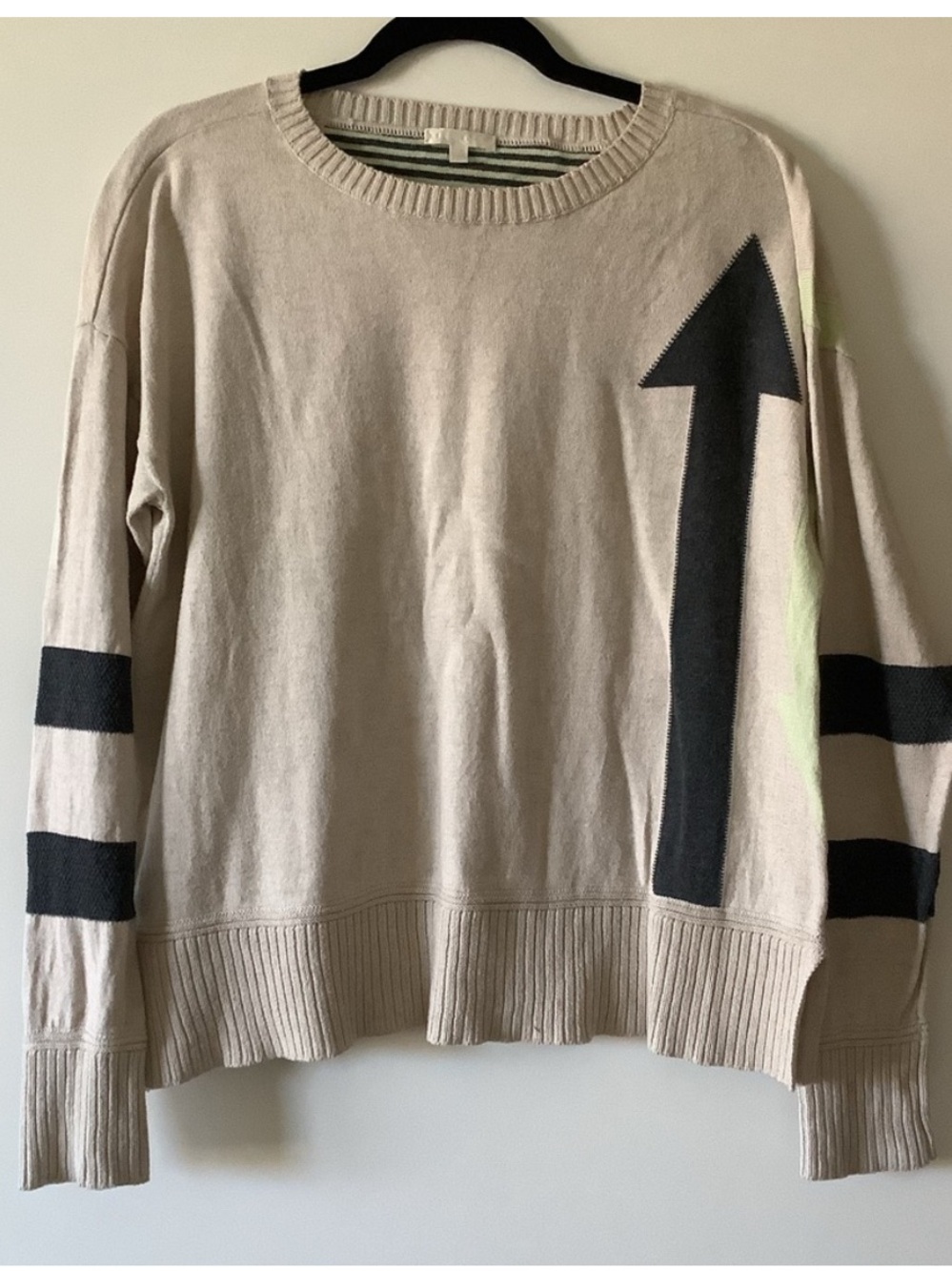 Lisa Todd Intarsia Knit Crewneck Aim High Sweater Large